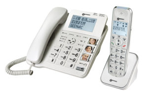 Schnurgebundenes Telefon mit integriertem Anrufbeantworter und Zusatz-Telefon