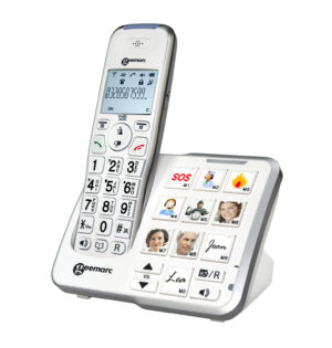 Verstärktes schnurloses Telefon mit breiten Fototasten und Integriertem Anrufbeantworter