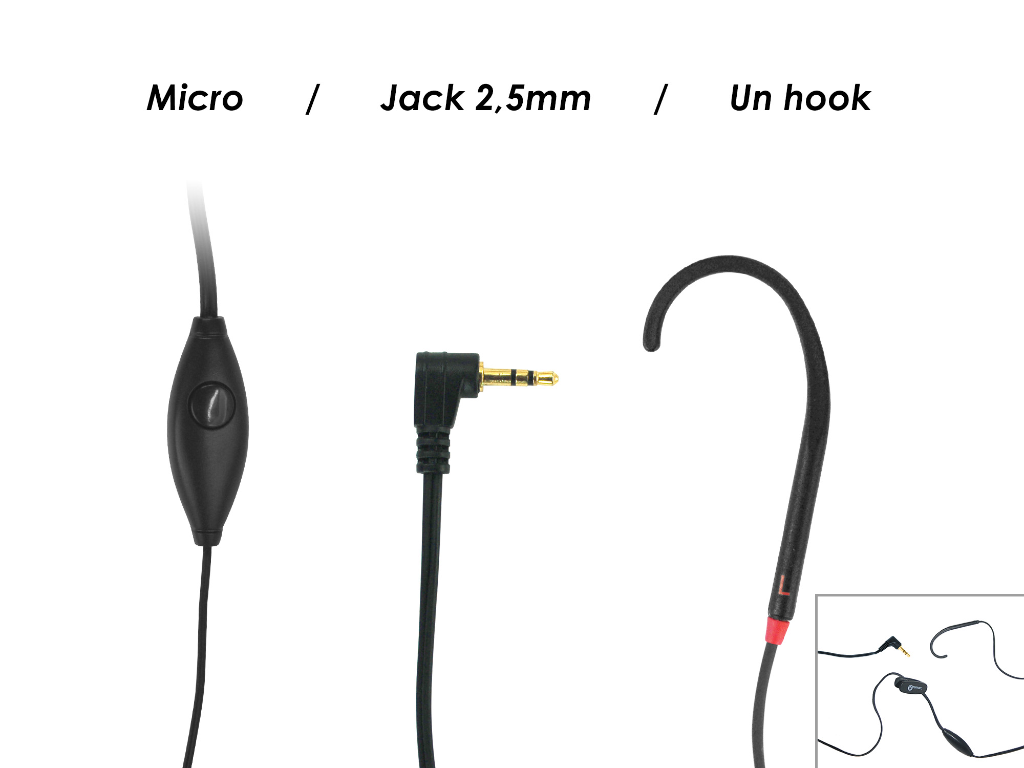 Oreillette-micro pour téléphone sans fil, jack 2,5mm