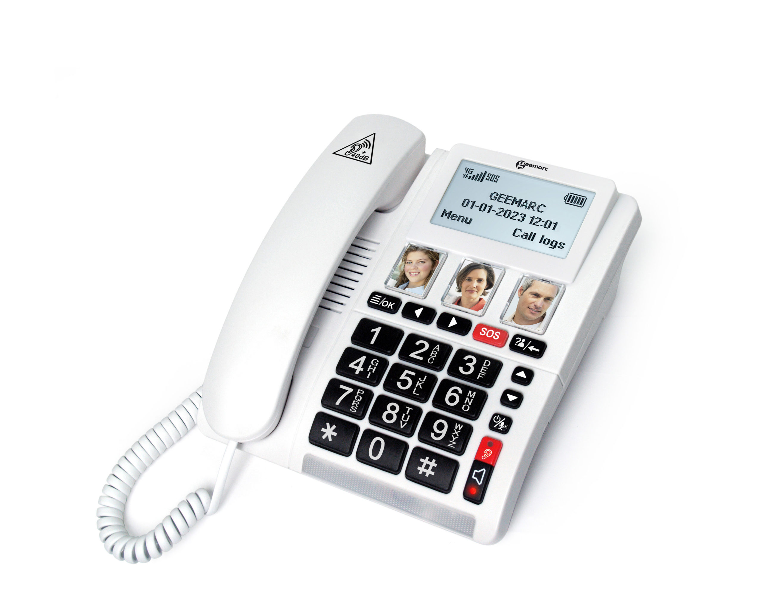 Téléphone Senior Malentendant / Malvoyant CL595 Geemarc Filaire Blanc