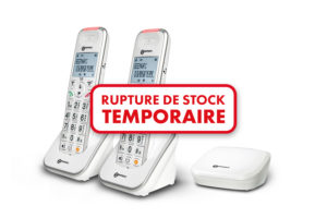 Téléphone amplifié numérique sans fil avec base DECT séparée et deux combinés