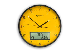 Horloge analogique design et écran numérique avec affichage des mots complets