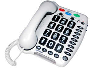 Extra volume and tone telephone with receiving volume control up to 40 dB