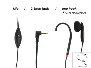 Hands free T-Coil adaptor with single ear hook, ear piece and microphone