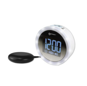 Alarm clock with loud alarm, shaker and super bright led flashing lights