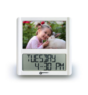 Clock with digital display with picture frame