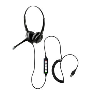 Amplified hearing aid compatible headset with plug and play USB