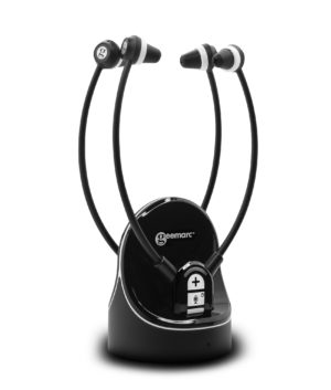 Amplified TV headset with optical input in DUO version