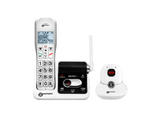 Amplified digital cordless telephone with answering machine and SOS pendant