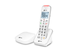 Amplified digital cordless phone with mini DECT base