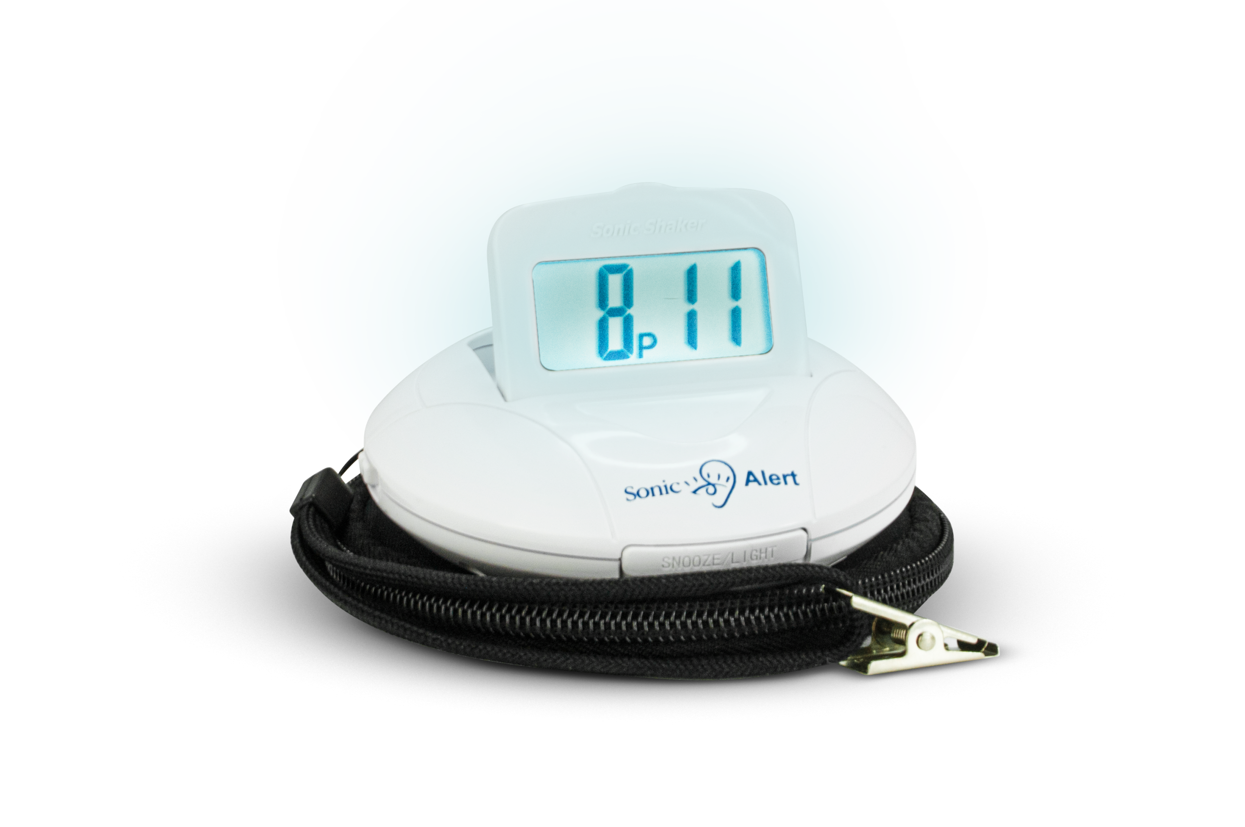Travel alarm clock with vibrating alarm